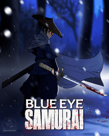 Ilustração da Séria da Netflix Samurai de Olhos Azuis
